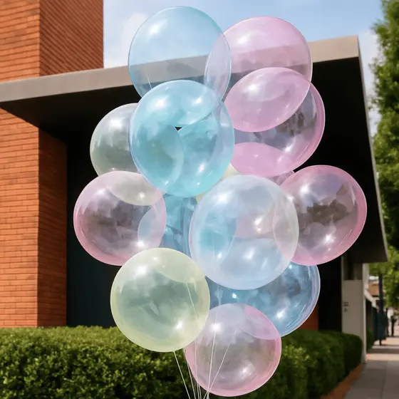 Kit Balão Bubble Bobo Transparente Colorido 24" (60cm) – Decoração de Festa