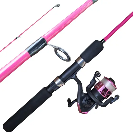 Kit De Pesca Pescaria Rosa Vara 15lb Molinete já Com Linha Vara de Pesca Masculina Feminina Cor Rosa