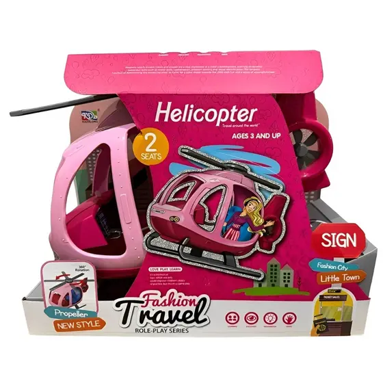 Helicóptero Para Boneca Rosa de Brinquedo Fashion Travel com 2 Assentos - Toys import J24113261