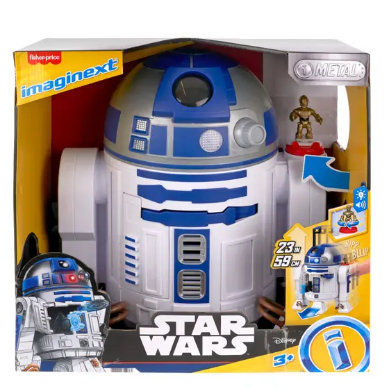Imaginext Disney Star Wars R2-D2 brinquedo com luzes sons e C-3Po Diecast personagem - Mattel HXG52