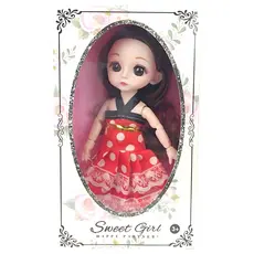 Boneca Sweet Girl 18cm Com Vestido Vermelho Poá - Toys Import J24327