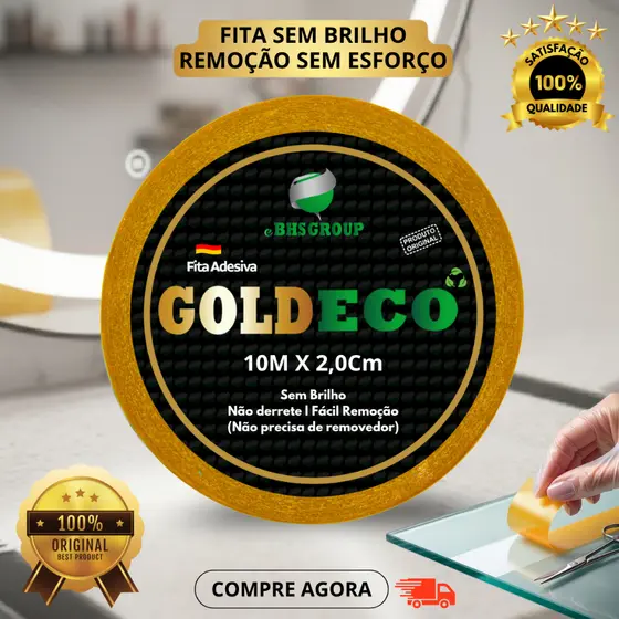 Fita Dupla Face Adesiva Goldeco 10m x 2,0cm P/ Perucas E Próteses Capilares