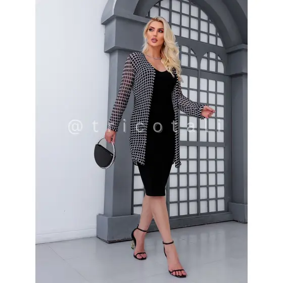 Kimono cardigan feminino longo estiloso preto