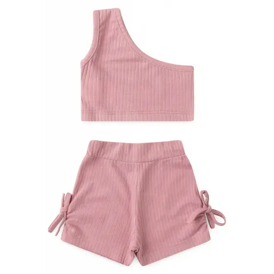 Conjunto Infantil Feminino Verão Top Ombro Único