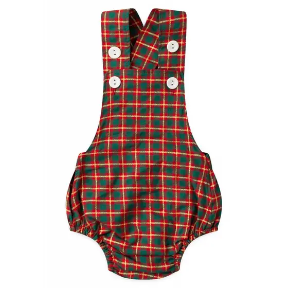 Romper Tricoline - Xadrez Natal Verde - Ame Kids