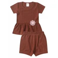 Conjunto Infantil Feminino Verão - Blusa com flor e Short Confortável