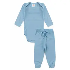 Conjunto Infantil Outono/Inverno Body Manga Longa e Calça Azul Bebê