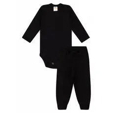 Conjunto Infantil Outono/Inverno Body Manga Longa e Calça Preto