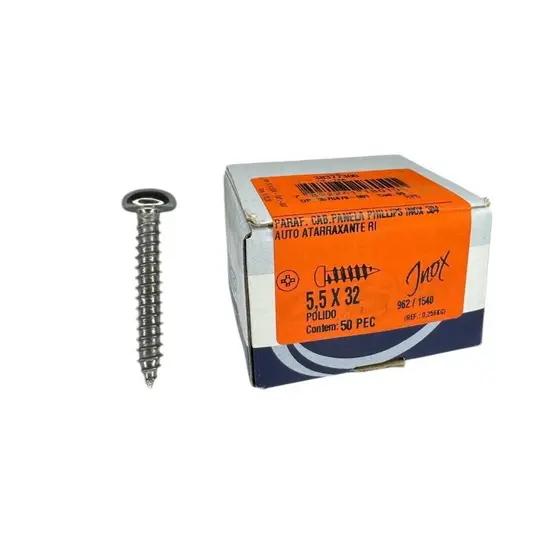 Parafuso Inox AAT Panela Phillips 5.5X32 Phillips Caixa 50 PCS