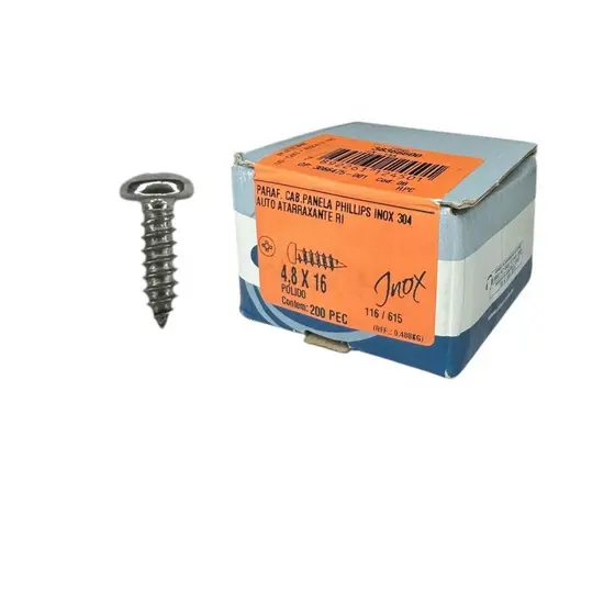Parafuso Inox AAT Panela Phillips 4.8X16 Phillips  Caixa 200 PCS