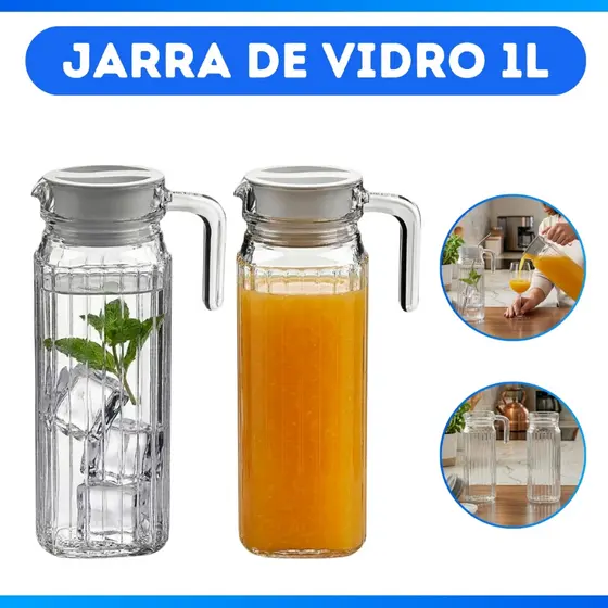 Kit 2 Jarras Design Clássico Utensílios De Cozinha 1 Litro Suco Água Chá