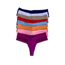 Kit Calcinha Fio Duplo  Empina Bumbum Renda Lateral Conforto Não Marca