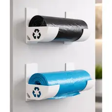 Suporte para Saco de Lixo com Dupla Face – Porta Rolo, Adesivo Sem Furar, Cozinha Lavanderia Armário