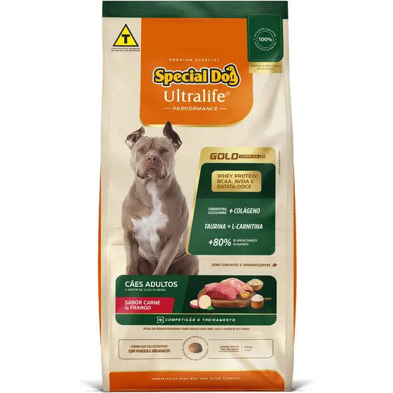 Ração Special Dog Ultralife Gold Performance Carne e Frango com Batata Doce 15Kg