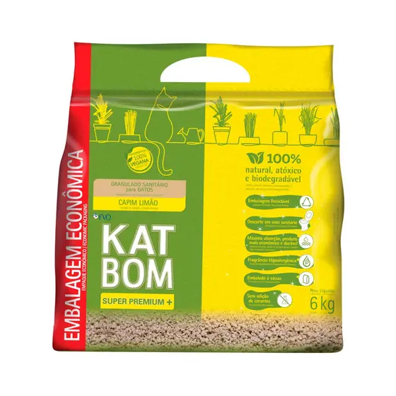Katbom Granulado Sanitário para Gatos Capim Limão 6 KG