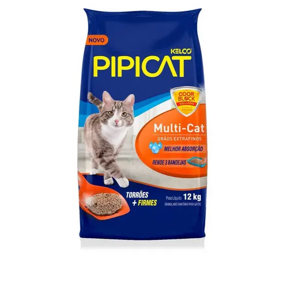 Areia Higienica Pipicat Multicat 12kg