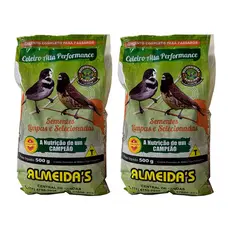 kit 2 Coleiro Alta Performance Almeida's 500g Alimento Completo para Pássaros