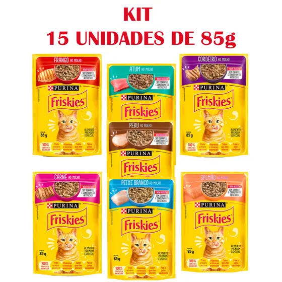Sache Friskies Ração Úmida para Gatos Adultos Caixa com 15un de 85g