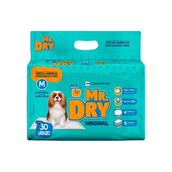 Tapete Higiênico Mr Dry para Cães 80x60 com 30 unidades