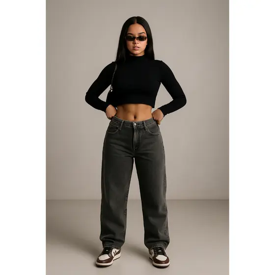 Calça Jeans Feminina Baggy Wideleg Pantalona Estonada do 38 ao 48