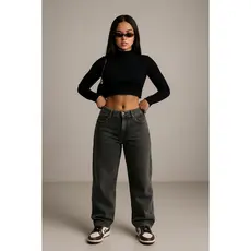 Calça Jeans Feminina Baggy Wideleg Pantalona Estonada do 38 ao 48