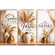 Quadro Sala Vasos Trigo O Senhor E Meu Pastor NADA ME FALTARA