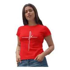 Camiseta Feminina Fé Estampa Evangélica Cristã Algodão Premium Manga Curta Slim Blusinha P ao GG