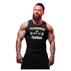 Camiseta Regata Masculina Personal Trainer Academia Professor Treino Musculação Crossfit