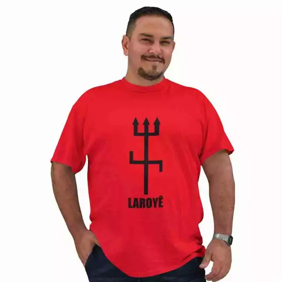 Camiseta Masculina Plus Size Exú Estampa Orixá Manga Curta Algodão Confortável G1 G2 G3