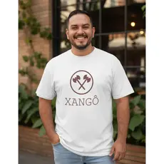 Camiseta Masculina Plus Size Xangô Estampa Orixá Manga Curta Algodão Confortável G1 G2 G3