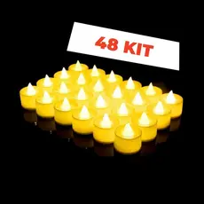 Kit 48 Vela Led Eletrônica Amarela Linda Decorativa Com s/Festa/Casamento/Decoração