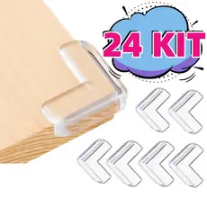 kit 24 Protetores De Quina Silicone Redondo Para Crianças E Bebes Proteção Promoção