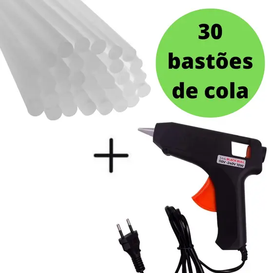 Pistola De Cola Quente 10w Bivolt Com 30 Bastões De Cola Revolver (110v e 220v) Profissional