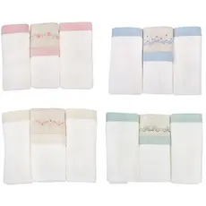 Kit Fralda de Pano para Bebê Bordada com Bainha 3 unidades Premium Loupiot Nature Minasrey