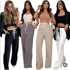 Calça Bicolor Pantalona Feminina Cos Duplo A Calça Mais Usadas Pelas Famosas Esportiva Moderna Causal