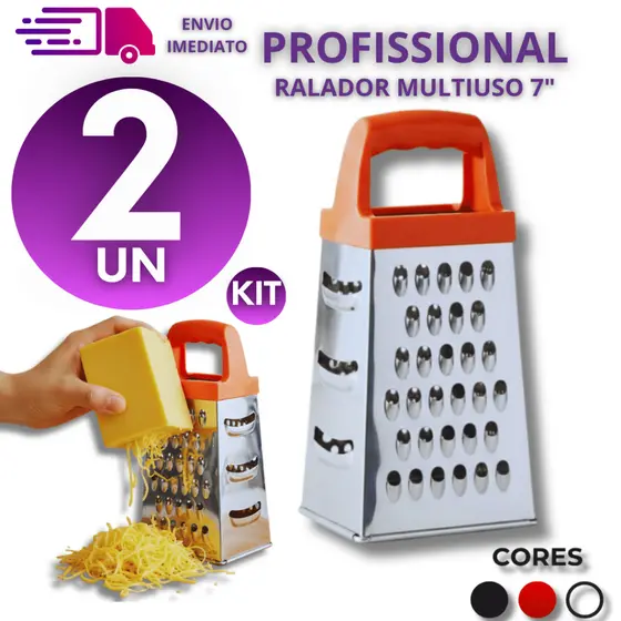 KIT 02 Ralador Manual De Legumes Queijo Frutas Legumes 4 Faces Inox 7 Polegadas Uso Doméstico 18CM Raladores Utilidades