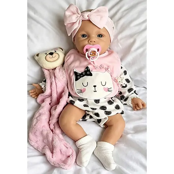 Bebê Reborn Menina 43cm 100% Silicone Sólido Macia + Enxoval Completo