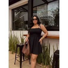 Vestido Plus Size Curto Feminino Alças  Elastico Modelador Primavera Verao