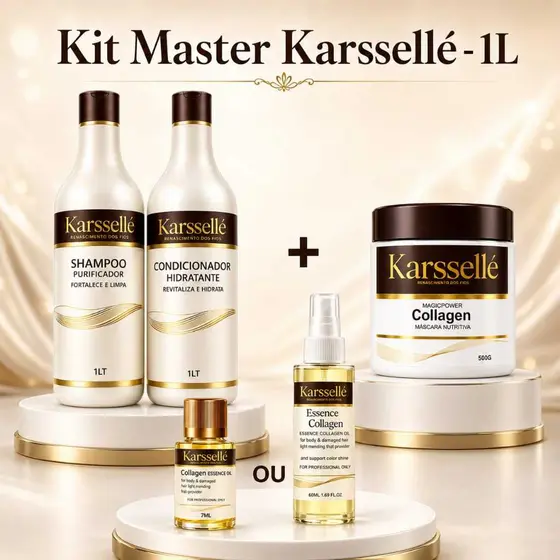 Kit Shampoo 1LT + Condicionador 1LT + Máscara 500g + Oleo 7ml OU 60ml - Karssellé