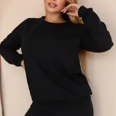 Moletom Feminino Flanelado Estiloso Gola Redonda Careca Algodão Liso Casual Quente Cores Inverno