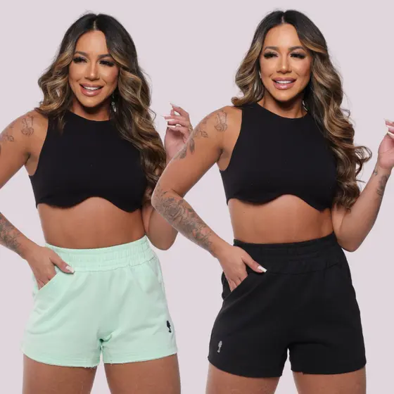 Kit de Shorts Feminino em Moletom  Conforto e Estilo para Lazer e Esportes
