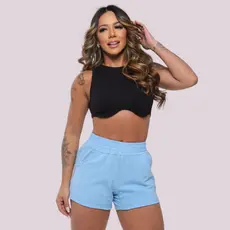 Short Moletom Feminino Com Bolso Shorts Feminino Moletom Básico