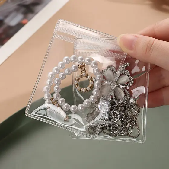 10/30/50PCS Saco De Armazenamento De Jóias Transparente Anti-Oxidação Selado Em PVC Colar Para Brincos Pulseira Embalagem Reutilizável