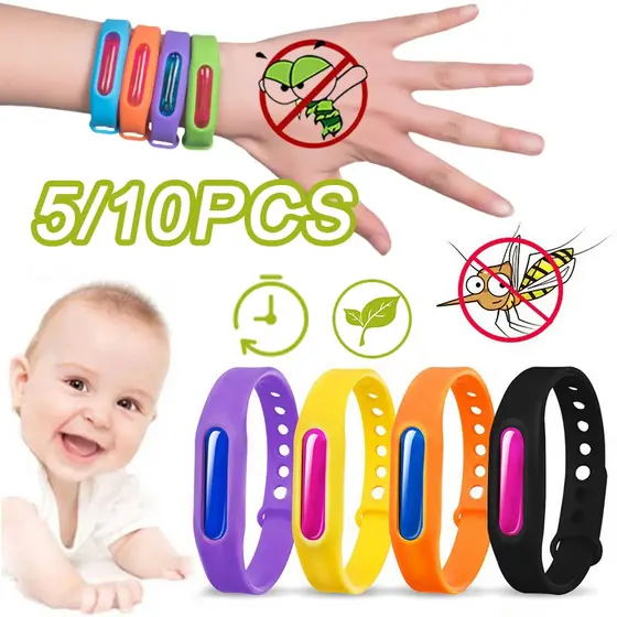 10/8PCS Pulseira Repelente De Mosquitos Silicone Cápsula À Prova D'água Anti Mosquito Para Crianças Assassino Adultos