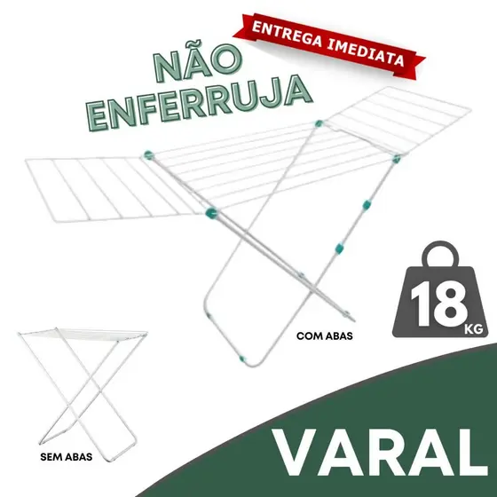 Varal De Chão Reforçado Inox Retrátil Grande