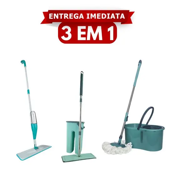 Mop Giratório Flat Spray Spin Inox Grande