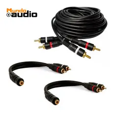 Cabo Som Automotivo Rca 5 Metros + 2 Cabos Y Carro P/modulo