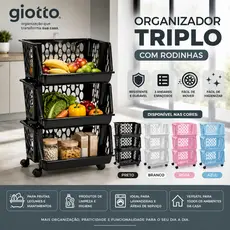 Cesto Organizador Fruteira De Chão Modular 3 Andares Organizador Limpeza Produto - DIRETO DA FÁBRICA