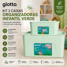 Kit 2 Caixa Organizadora 6L 24L Infantil Verde Tampa Organizador Armazenamento Giotto