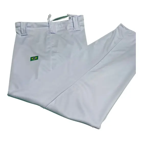 Abadá de Capoeira Calça Tradicional sem elástico com Bandeira do Brasil  infantil e adulto do tamanho 02 ao G4